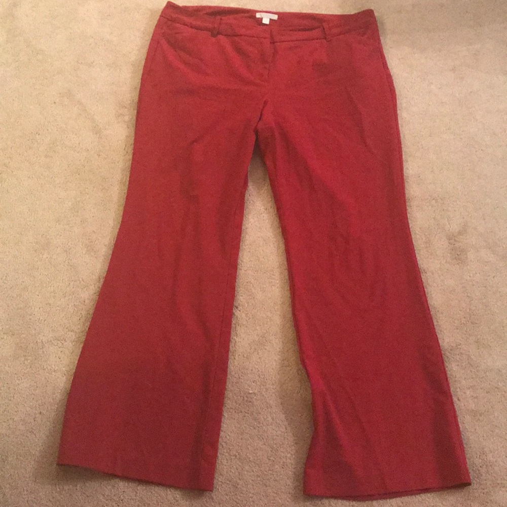 Red wide leg dress pant